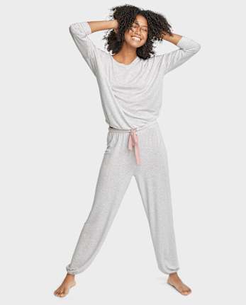 Pantalones de pijama modal con lazo frontal para mujer