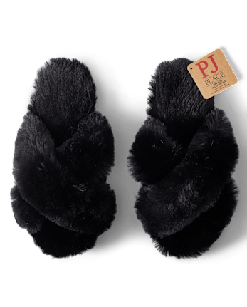 Pantuflas cruzadas de piel sintética para mujer