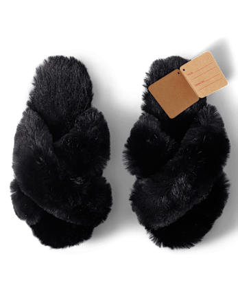 Pantuflas cruzadas de piel sintética para mujer
