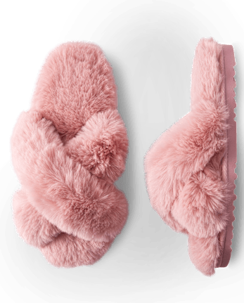 Pantuflas cruzadas de piel sintética para mujer