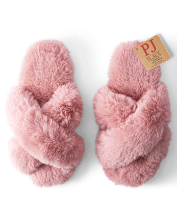 Pantuflas cruzadas de piel sintética para mujer