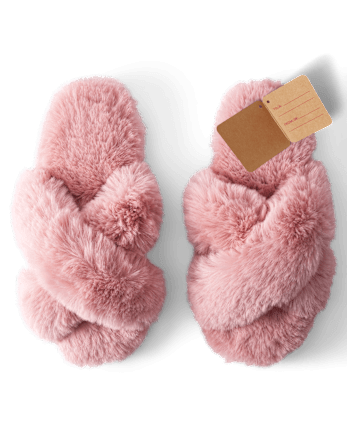 Pantuflas cruzadas de piel sintética para mujer