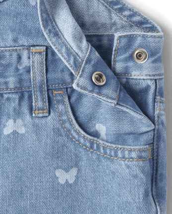 Baby And Toddler Girls Butterfly Denim Shortalls