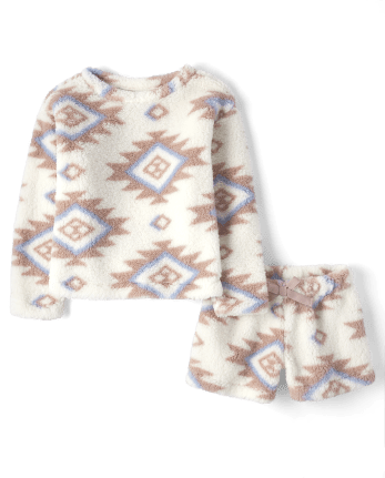 Girls Mommy And Me Print Sherpa Pajamas