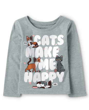 Baby And Toddler Girls Cats Graphic Tee
