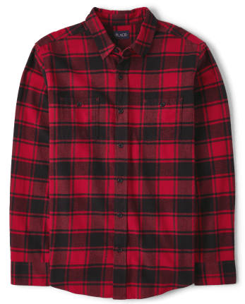 Mens Matching Family Buffalo Plaid Flannel Button Down Shirt
