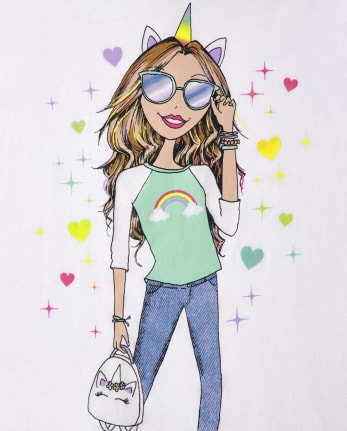 Girls Unicorn Girl Graphic Tee