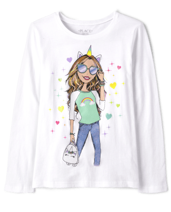 Girls Unicorn Girl Graphic Tee