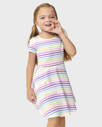 Baby And Toddler Girls Rainbow Striped Everyday Dress