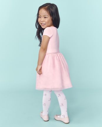 Baby And Toddler Girls Bunny Knit To Woven Dress