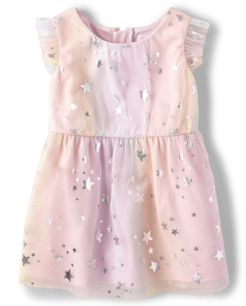 Baby And Toddler Girls Rainbow Ombre Foil Dress