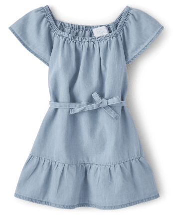 Toddler Girls Mommy And Me Chambray Tiered Dress