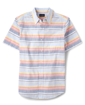 Mens Dad And Me Short Sleeve Striped Chambray Button Down Shirt | The ...