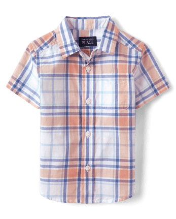Multitrust Toddler Baby Boys Checkerboard Plaid Print Short Sleeve Button Down Shirts and Shorts Set Summer Outfits 0-24 Months, Infant Boy's, Size: 6