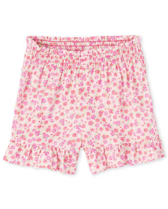 Conjunto de 2 piezas de camiseta sin mangas con vuelo floral y shorts con volantes para niñas