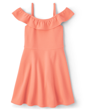 Girls Jacquard Off Shoulder Dress