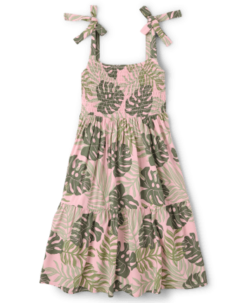 Girls Matching Family Sleeveless Tropical Tiered Dress | The Children's ...