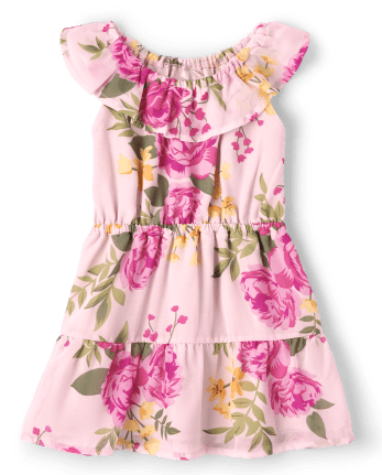 Vestido floral con gradas para bebés y niñas pequeñas Mami y yo