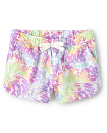 Shorts sin cierres con teñido anudado de arcoíris para bebés y niñas pequeñas