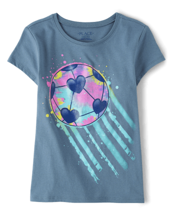 Girls Soccer Ball Graphic Tee