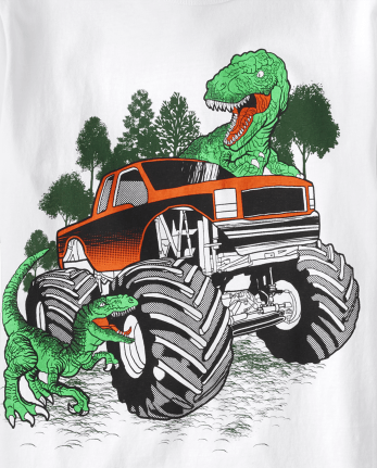 Boys Short Sleeve Dino Truck Graphic Tee | The Children's Place - WHITE