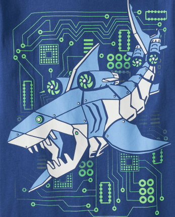 Boys Robot Shark Graphic Tee