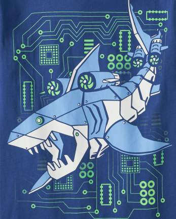 Camiseta con gráfico de tiburón robot para niños