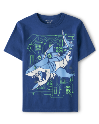 Boys Robot Shark Graphic Tee