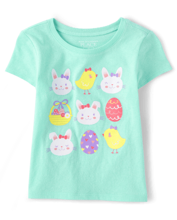 Baby And Toddler Girls Easter Eggs Graphic Tee