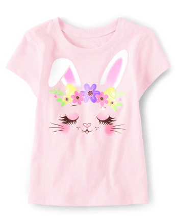 Baby And Toddler Girls Short Sleeve Bunny Graphic Tee | The Children's ...