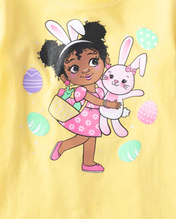 Camiseta con estampado de niña de Pascua para bebés y niñas pequeñas