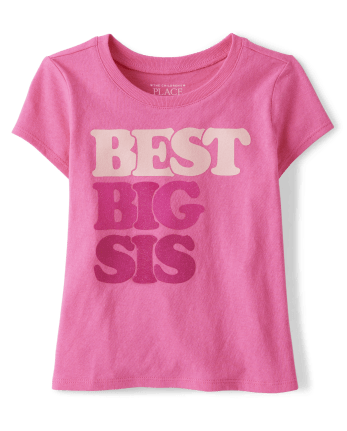 Baby And Toddler Girls Short Sleeve Big Sis Graphic Tee | The Children ...