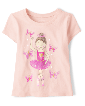 Camiseta con estampado de bailarina para bebés y niñas pequeñas