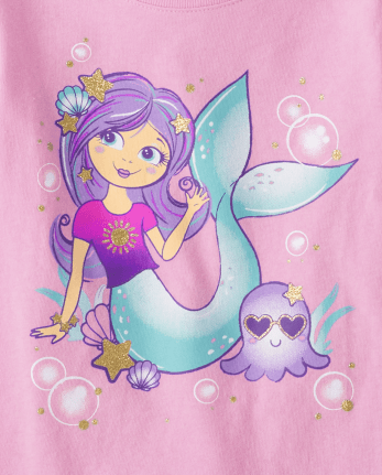 T-shirt graphique sirène pour bébé et toute-petite fille
