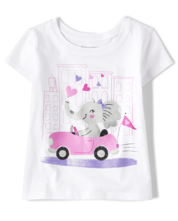 Baby And Toddler Girls Elephant Graphic Tee