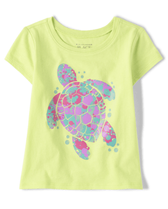 Baby And Toddler Girls Turtle Graphic Tee