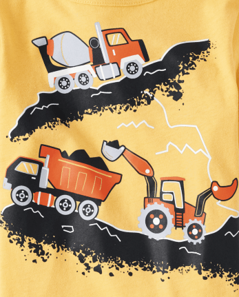 Camiseta con gráfico de vehículos de construcción para bebés y niños pequeños