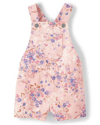 Baby And Toddler Girls Floral Twill Shortalls
