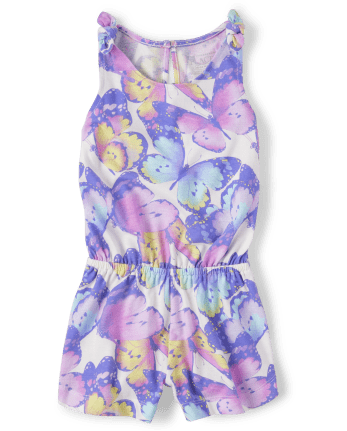 Baby And Toddler Girls Print Tie Shoulder Romper