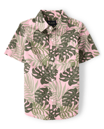 Boys Matching Family Short Sleeve Tropical Print Poplin Button Up Shirt ...