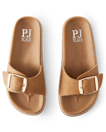 Womens Buckle Slides