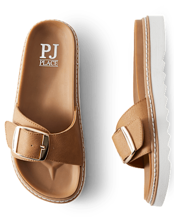 Womens Buckle Slides