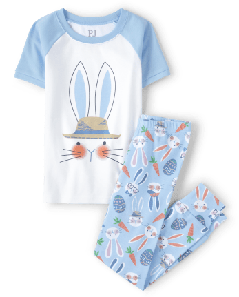 Pyjama en coton unisexe assorti pour la famille avec lapin de Pâques