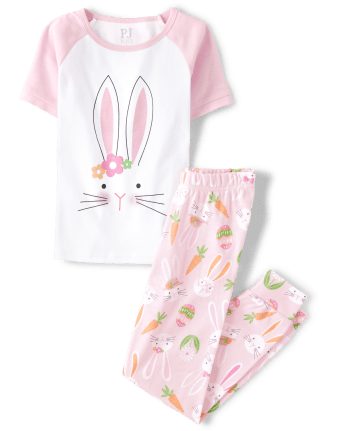 Girls Matching Family Easter Bunny Snug Fit Cotton Pajamas