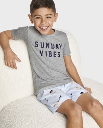Boys Short Sleeve Sunday Vibes Pajamas | The Children's Place - CLEAR SKY