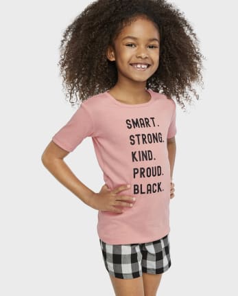 Conjunto de pijama de manga corta para niñas Strong Kind | The Children's - BLACK