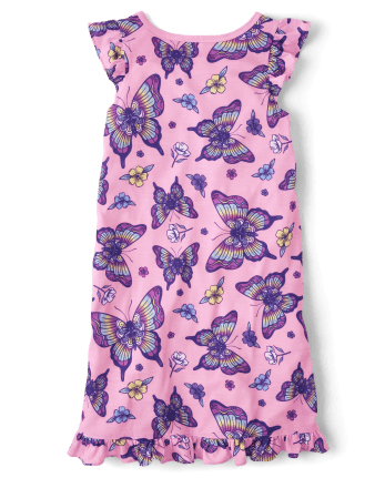 Girls Butterfly Ruffle Nightgown