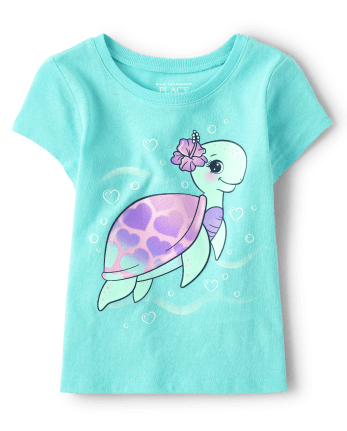 Baby And Toddler Girls Turtle Graphic Tee