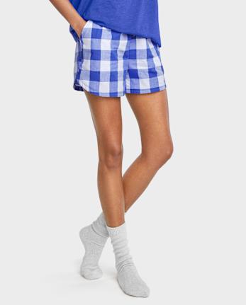Shorts de pijama de popelina con estampado para mujer
