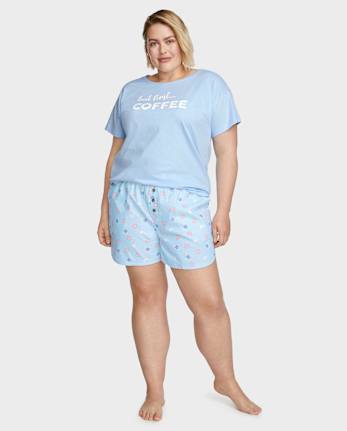 Shorts de pijama de popelina con estampado para mujer